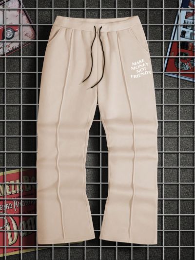 Manfinity Men Plus Slogan Graphic Drawstring Waist Sweatpants