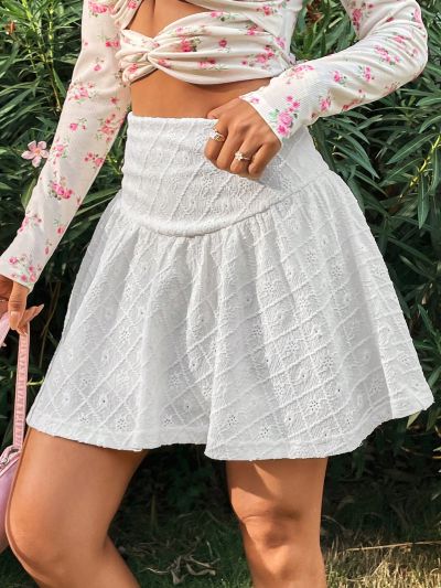 SHEIN WYWH Women'S Holiday Ruffle Hem Skirt