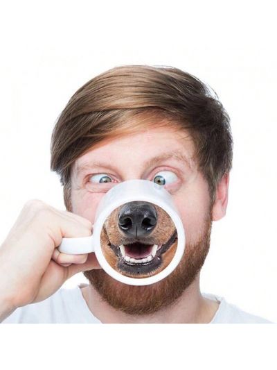 1pc Ceramic Coffee Mug(white, 300ml) With Dog Nose Print Design, Funny Dog Shaped Prank Mug, A Gift For Friends, Boss, Team Manager, Supervisor, Thank You Gift For Boss