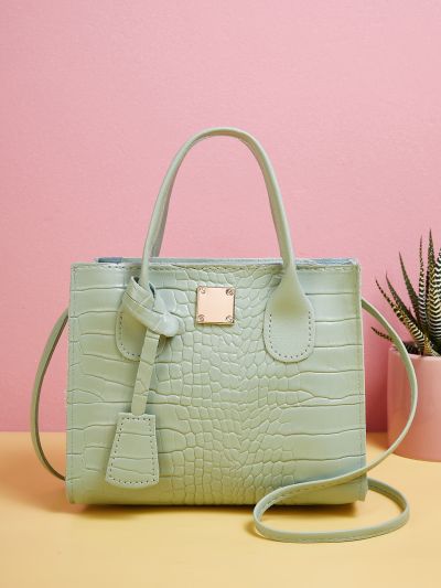 Mini Crocodile Embossed Double Handle Square Bag
