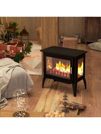 HOMCOM 24" Electric Fireplace Stove with Realistic Flame, 1000W/1500W