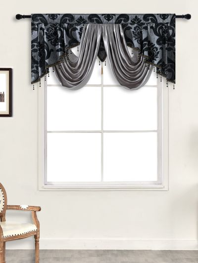 Scroll Jacquard Bead Decor Window Valance