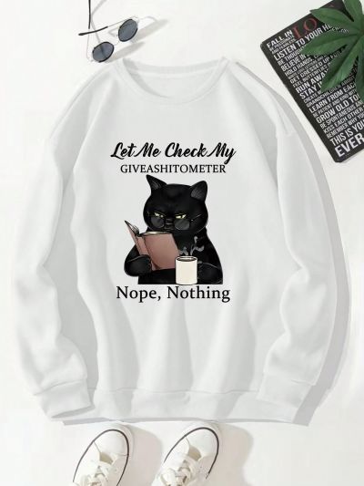 Men's Cartoon Slogan Printed Fleece Sweatshirt