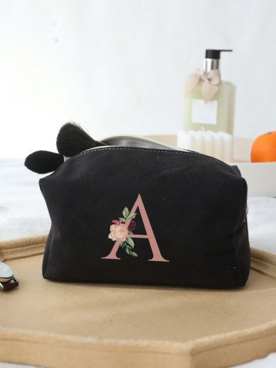 Letter Graphic Makeup Bag
