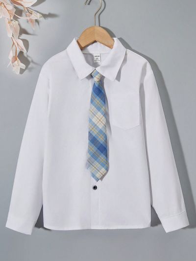 SHEIN Boys' (Big) Solid Color Shirt