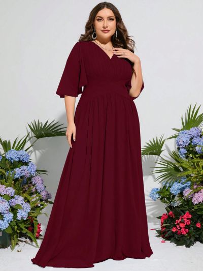 Plus Butterfly Sleeve Bridesmaid Dress