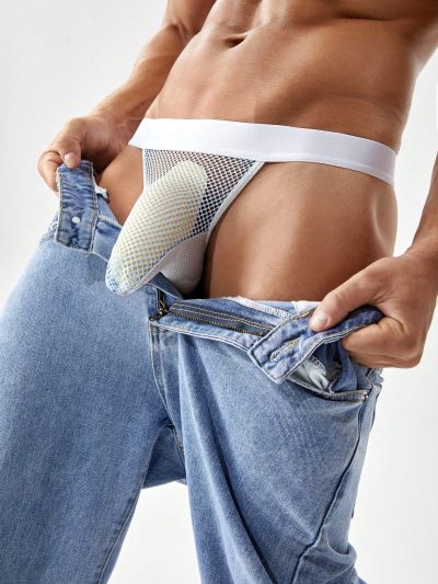 Men's Sexy Mesh Splice T-Back Underwear
