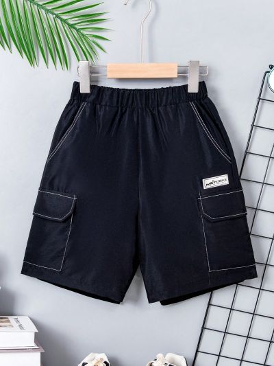 SHEIN Boys (Large) Topstitched Multi-Pocket Zhangzi Casual Shorts