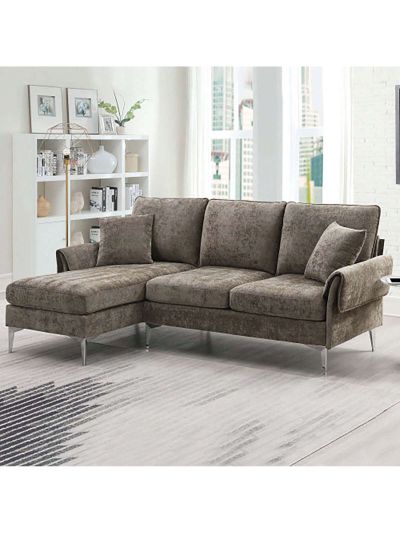 84 " Convertible Sectional Sofa, Modern Chenille L-Shaped Sofa Couch with Reversible Chaise Lounge, Fit for Living Room, Apartment(2 Pillows)