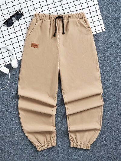 SHEIN Teenage Boys' Casual Baggy Jogger Pants With Taping Detail