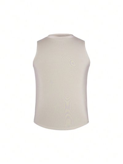 Teen Boy Solid Color Vest With Stand Collar