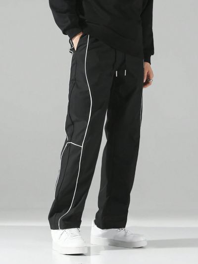 Manfinity EMRG Men's Plus Size Patchwork Striped Casual Pants