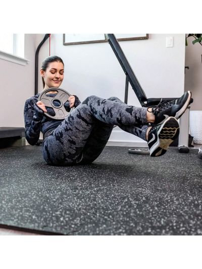 SUPERJARE 0.56 Inch Thick Exercise Equipment Mats, 6 Tiles EVA Foam Mats with Rubber Top, Interlocking Rubber Floor Tiles for Home Gym and Fitness Room, 24 in x 24 in