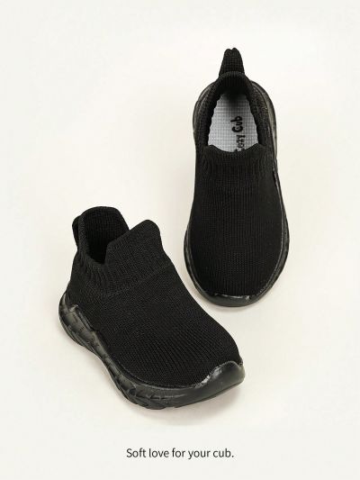 Cozy Cub Baby Shoes Pure Color Soft Lightweight Breathable Elastic Sneakers, Easy To Wear And Suitable For Baby'S Foot Type