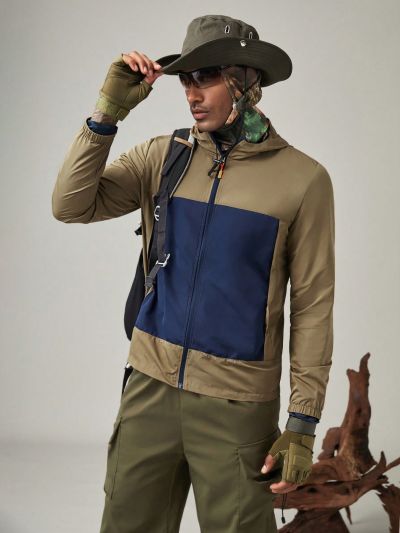 In My Nature Men'S Color Block Hooded Sun Protection Clothing