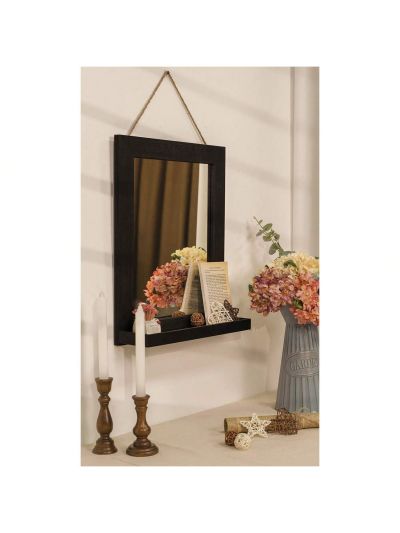 Wall Mirror with Shelf, 20 x 16 inch Farmhouse Decor Wall Mirror Hanging for Bathroom, Vanity, Bedroom, Entryway, Living Room