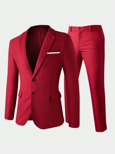 Men's Formal Suit Jacket + Trousers Two-piece Set