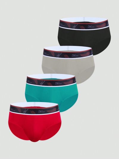 Men 4pack Contrast Letter Tape Waist Brief