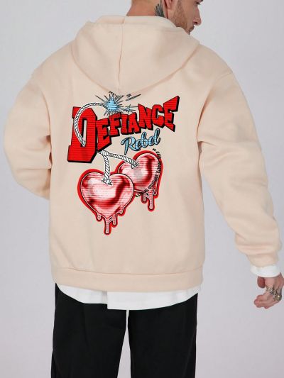 ROMWE Street Life Men's Letter & Heart Print Sweatshirt