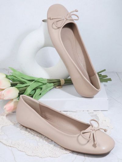Bow Decor Square Toe Ballet Flats