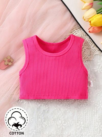 Baby Girl'S Pink Basic Vest Top, Cool & Fashionable