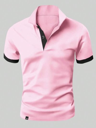 Men Plus Contrast Trim Polo Shirt