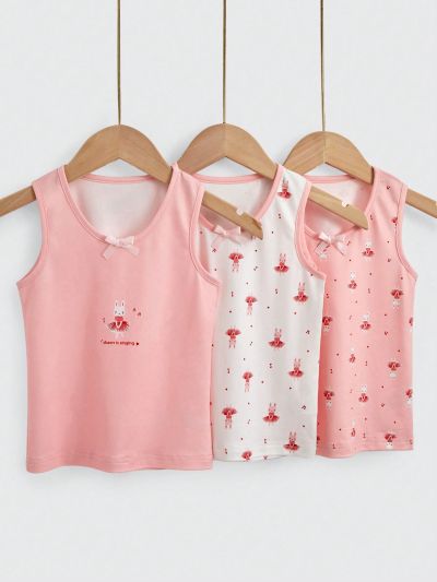 Girls' Cute Printed 3pcs Underwear Set