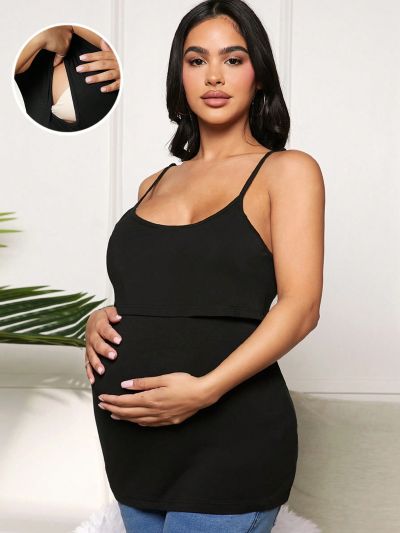 SHEIN Maternity Solid Color Nursing Camisole Top