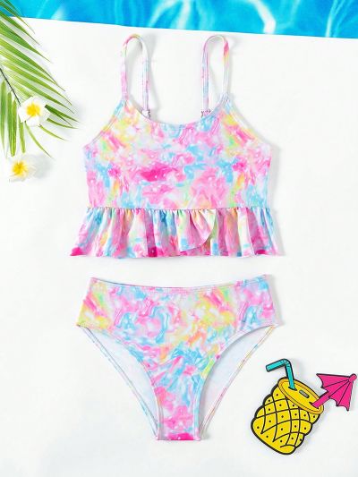 Toddler Girls' Tie Dye Print Halter Bikini Set