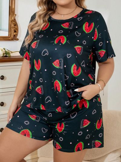 Plus Watermelon Print PJ Set