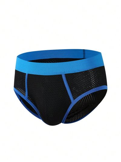 Men's Contrast Color Mesh Stitching Edge Underwear