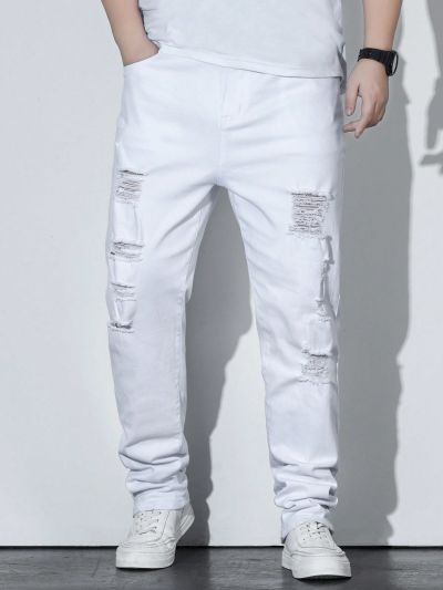 Men's Plus Size Ripped Jeans With Pockets