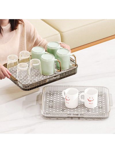 1pc Multi-purpose Plastic Cutlery Tray With Drainage & Detachable Feature, Suitable For Tea Tray, Dinner Plate And Drainage Plate