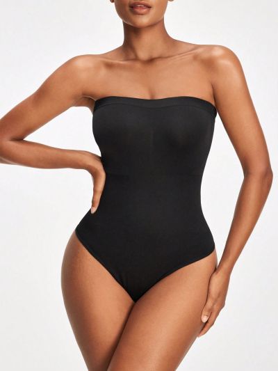 Ladies' Solid Color Strapless Bodysuit For Shaping