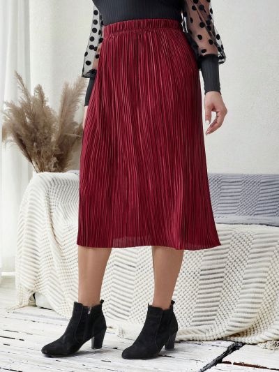 EMERY ROSE Plus Size Women'S Pleated Skirt