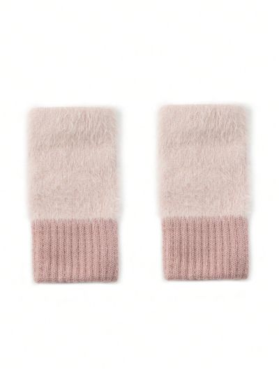 Winter Plain Plush Fingerless Gloves