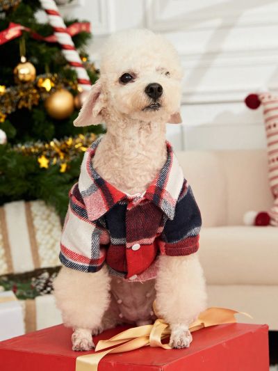 PETSIN Christmas Plaid Pet Shirt In Polar Fleece Fabric