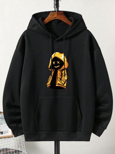 Men'S Plus Size Cartoon Print Hoodie