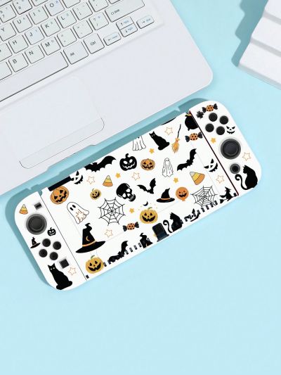 Lovely Silicone Protective Case With Skull, Ghost And Pumpkin Printed Compatible With Switch, Full Cover, Anti-drop