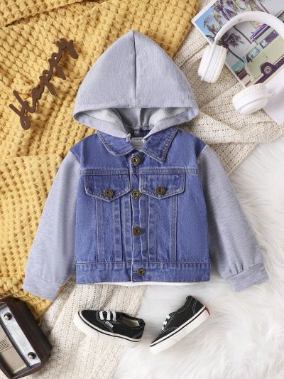 Spring/autumn Baby Boys' Casual Denim Hooded Jacket