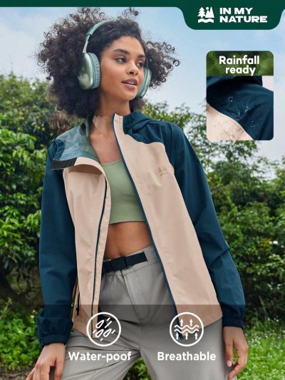 SHEIN In My Nature Colorblock Waterproof Rain Jacket
