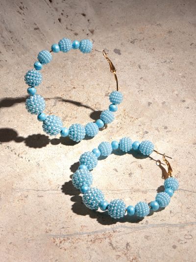 Bead Decor Hoop Earrings