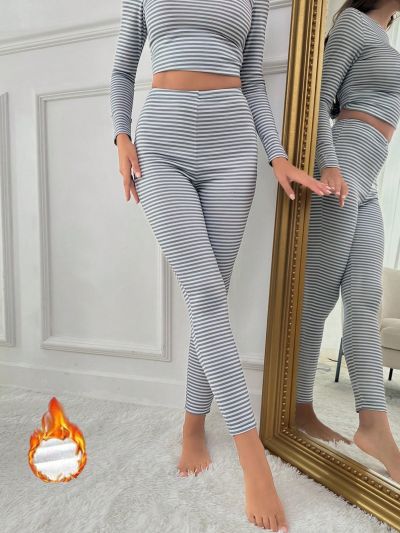 Women's Striped Thermal Pants