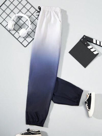 Teen Boy's Gradient Color Drawstring Jogger Pants