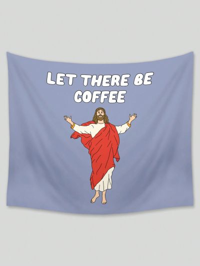 Milasneeze 1pc Cartoon Hand-Drawn Jesus Portrait Polyester Wall Tapestry, Suitable For Living Room, Bedroom, Camping Decoration, Four Seasons Available