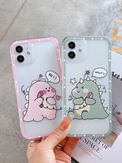 2pcs Cartoon Dinosaur Clear Phone Case