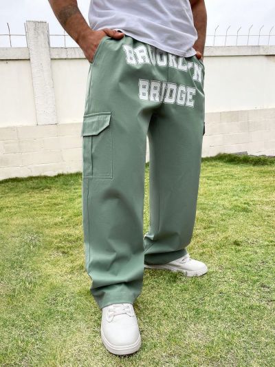 Manfinity Sporsity Men's Plus Size Cargo Pants With Letter Print And Pockets