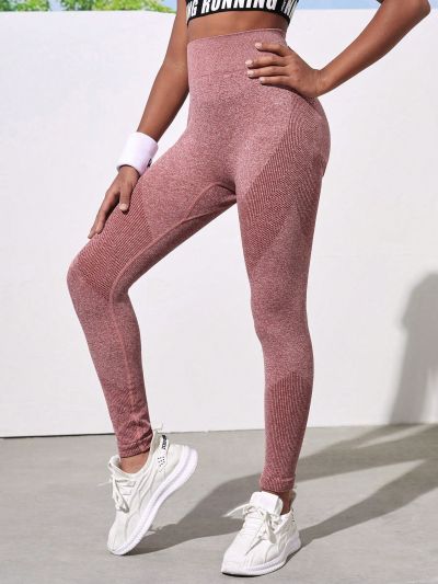 Tween Girls' Sports Brick Red Leggings, Suitable For Outdoor Sports, Fitness, Yoga And Aerobics