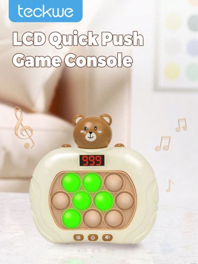 Teckwe Children's Press Joy Toys,Cartoon Press Play Speed Push-Game Machine,Quick Push Game,Pop Light Up Game Pop Fidget Toys,Fast Push Game Sensory Toys,Stress Relief Bubble Puzzle Game Machine For Kids & Adults
