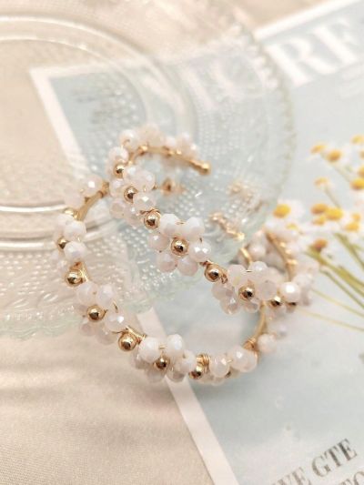 Crystal Gorgeous Banquet Earrings, Handmade Woven Flower Design, Exaggerated & Simple Style